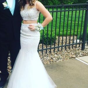 White pearls and diamonds 2 piece dress